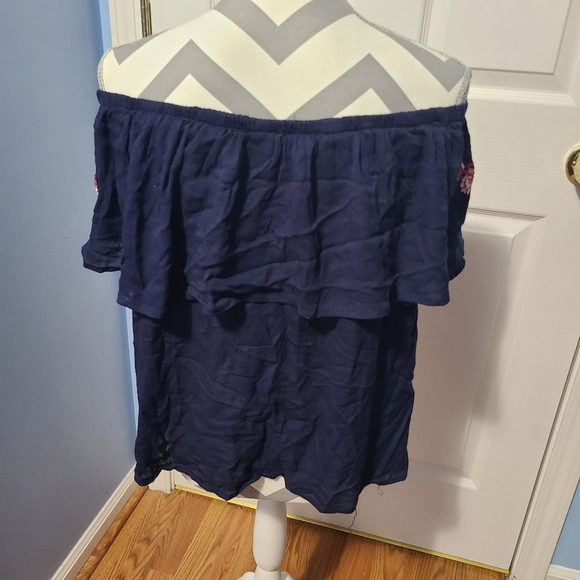 Women's Off Shoulder Rose Embroidery Loose Blouse Top Size XL - Picture 3 of 6